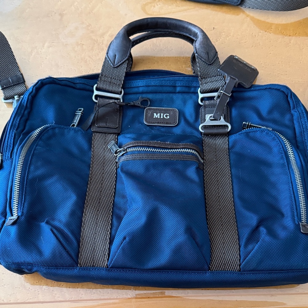 Tumi Alpha Bravo McNair Slim Briefcase in blue ballistic nylon